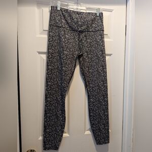 Varley Black White Speckled Super Comfy Ankle Length Full Leggings Sz Large EUC